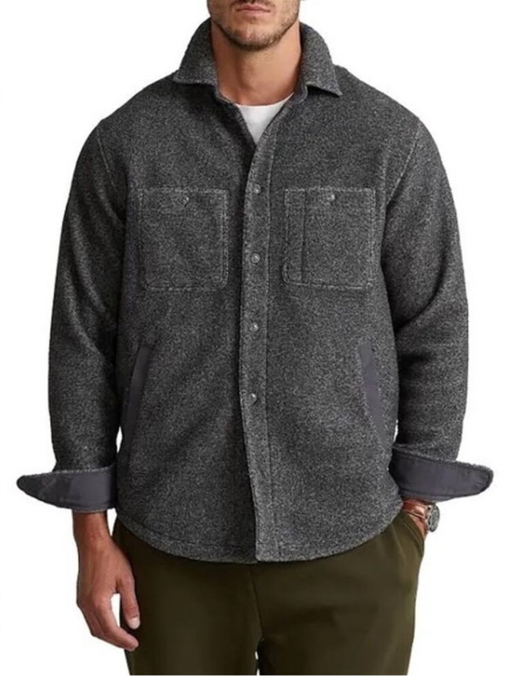 Polo by Ralph Lauren Sherpa Brushed Fleece Shirt Jacket Gray